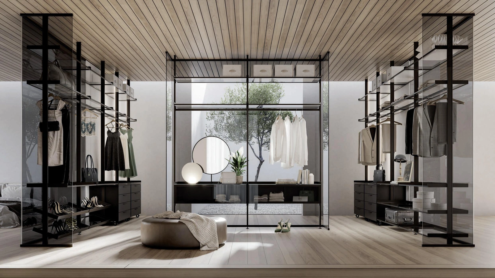 Cabina Armadio Venere in laccato e vetro comp 302 di Doal