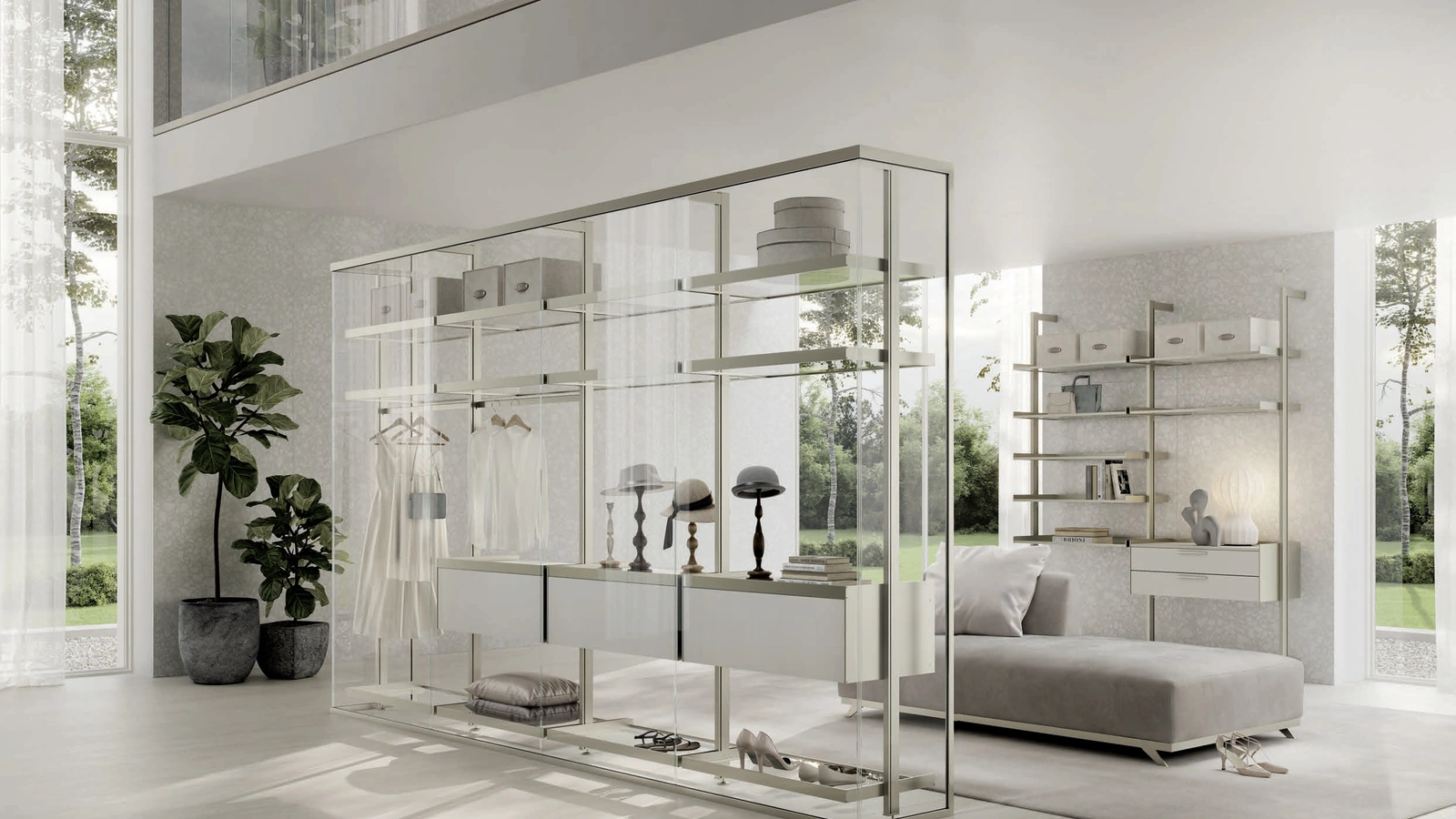 Cabina Armadio in laccato e vetro Venere comp 303 di Doal