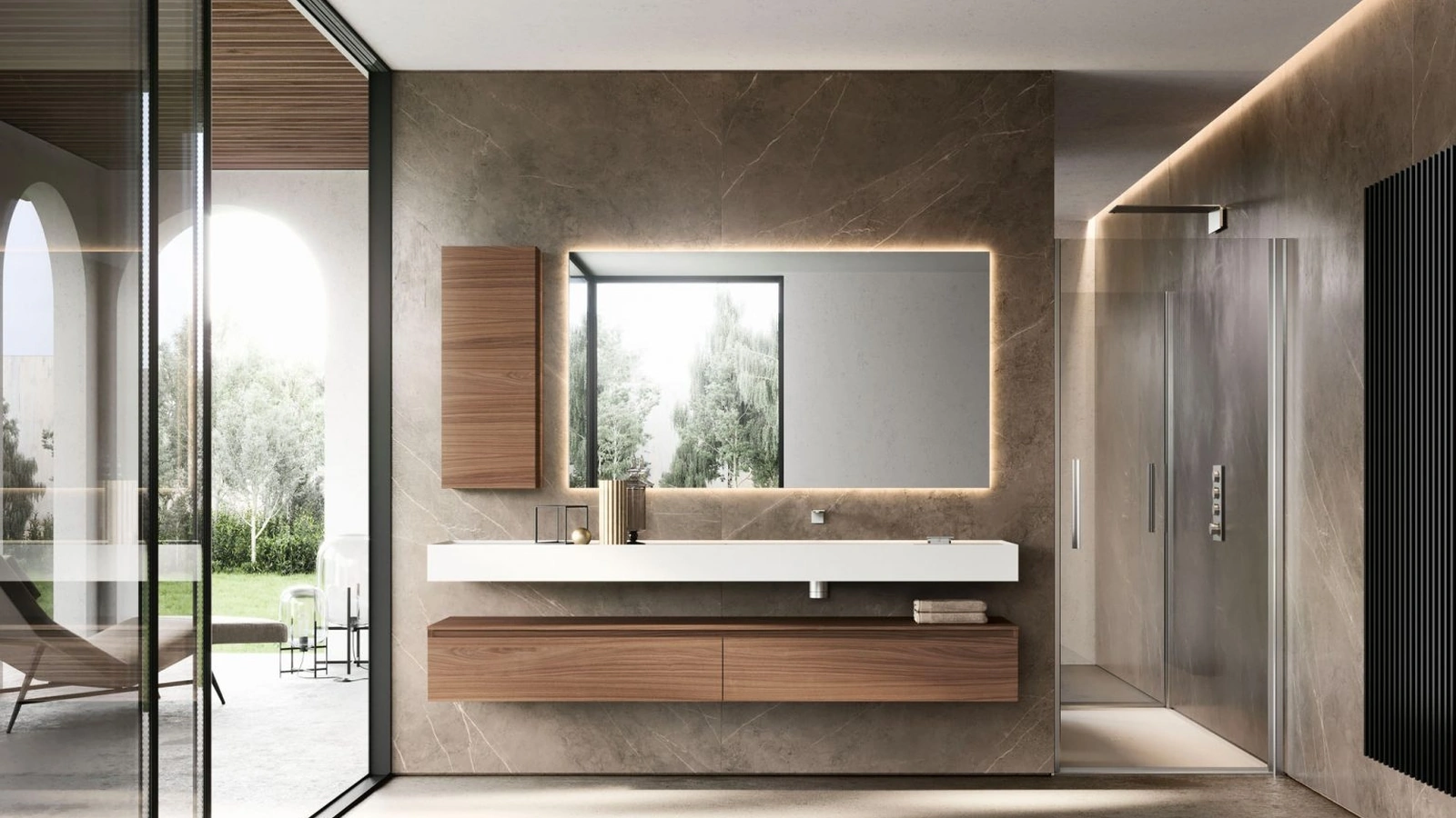Mobile da Bagno sospeso in Noce Canaletto Cubik 23 di Ideagroup
