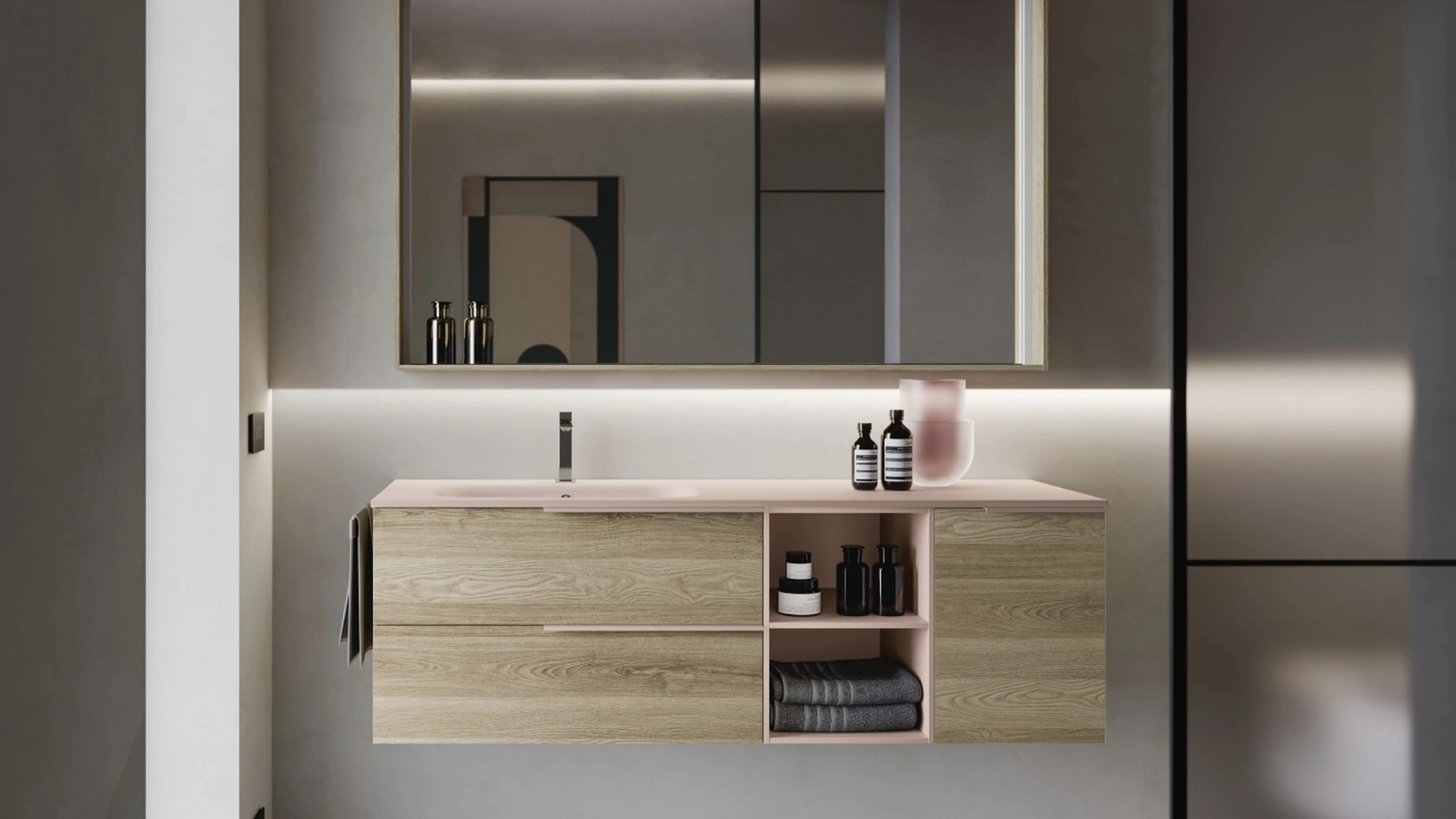 Mobile da Bagno sospeso My Time 01 in rovere polo di Ideagroup