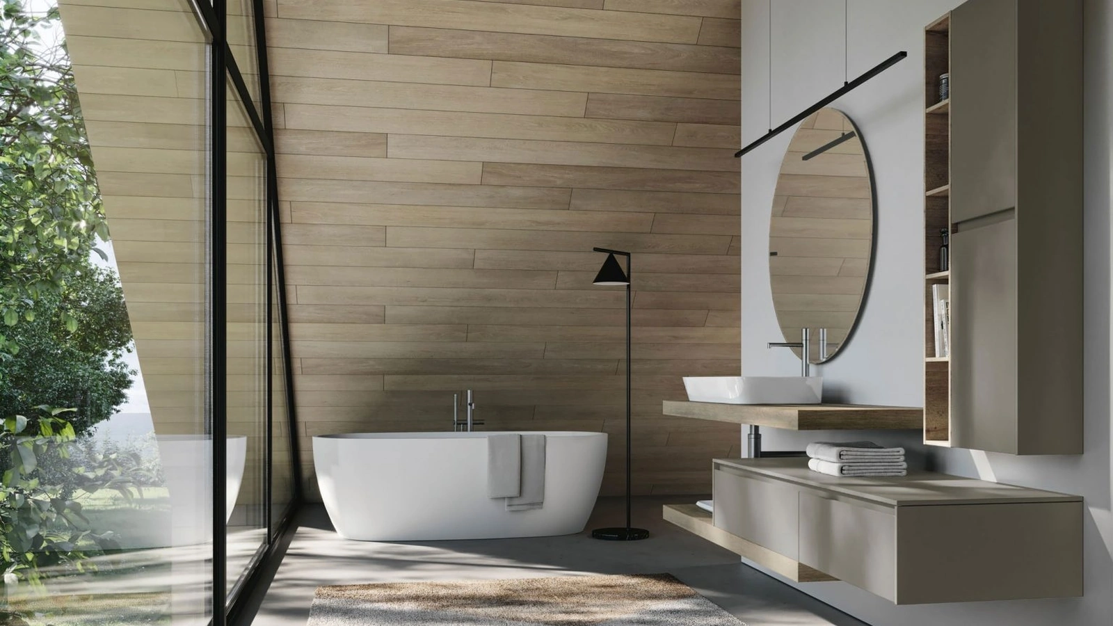 Mobile da Bagno sospeso in HPL con lavabo in ceramica Nyù 07 Ideagroup