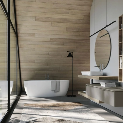 Mobile da Bagno sospeso in HPL con lavabo in ceramica Nyù 07 Ideagroup