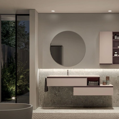 Mobile da Bagno sospeso in laccato opaco My Time 02 di Ideagroup