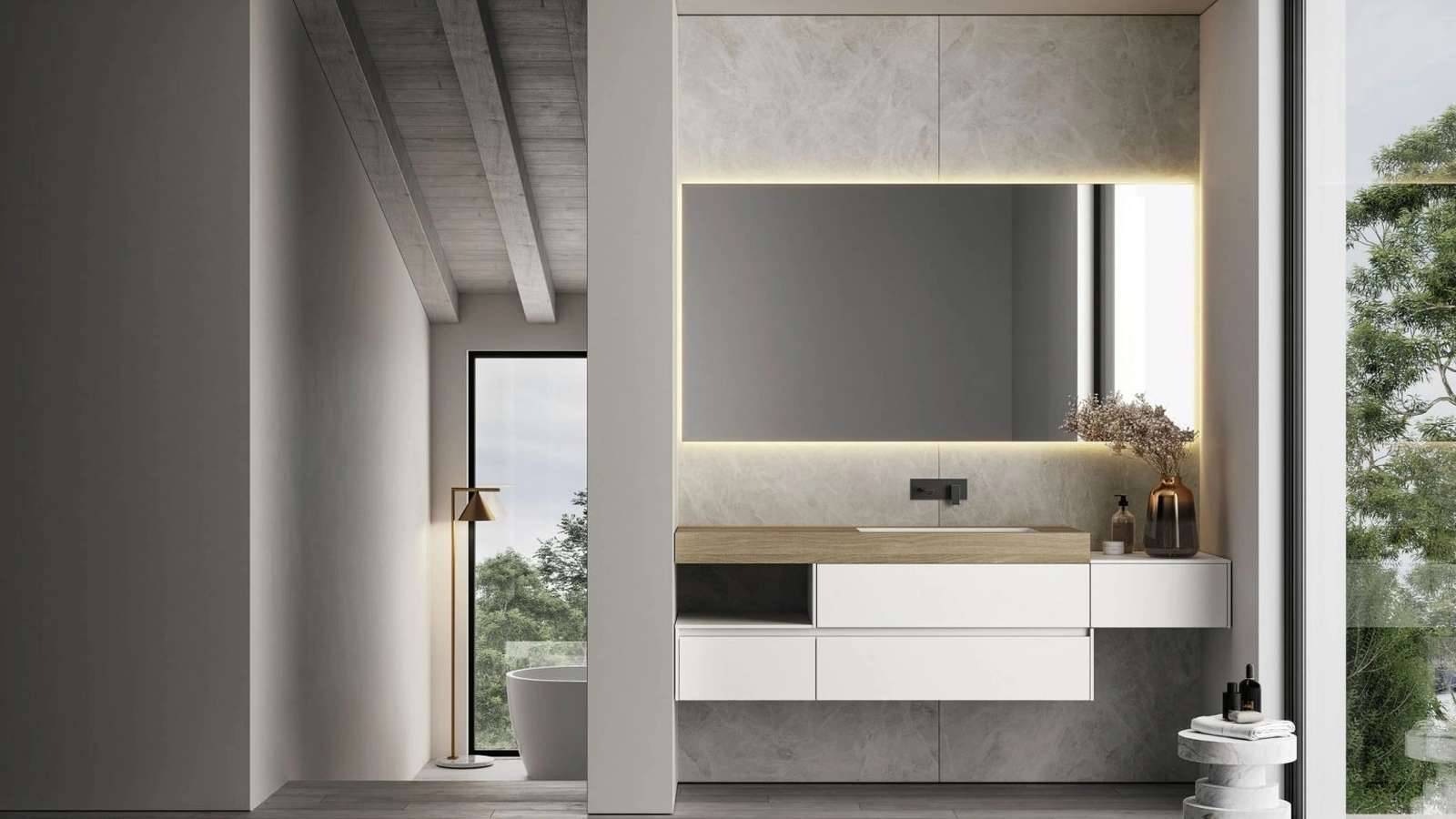 Mobile da Bagno sospeso in HPL Nyù 09 di Ideagroup