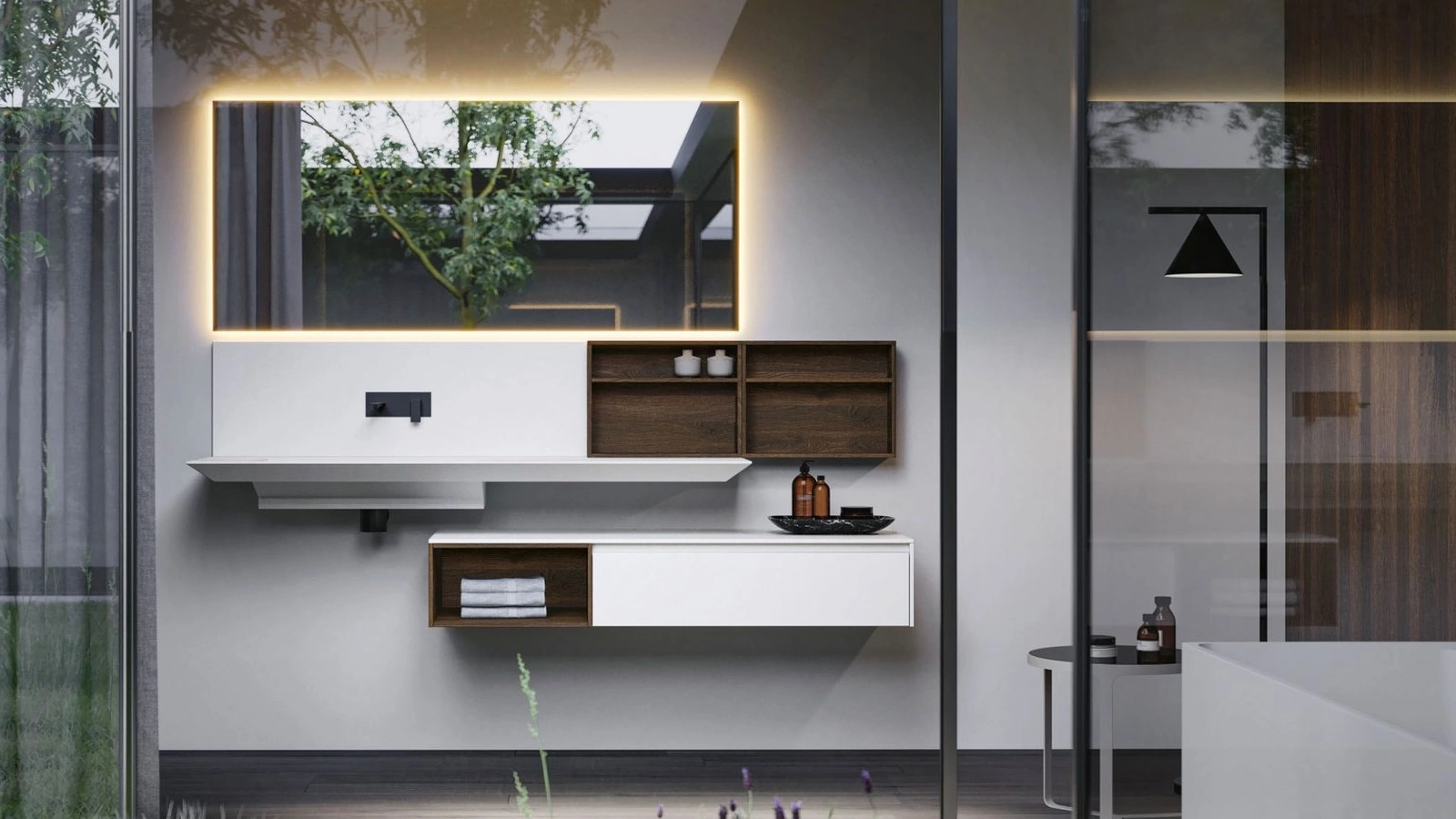 Mobile da Bagno sospeso in HPL Nyù 03 di Ideagroup