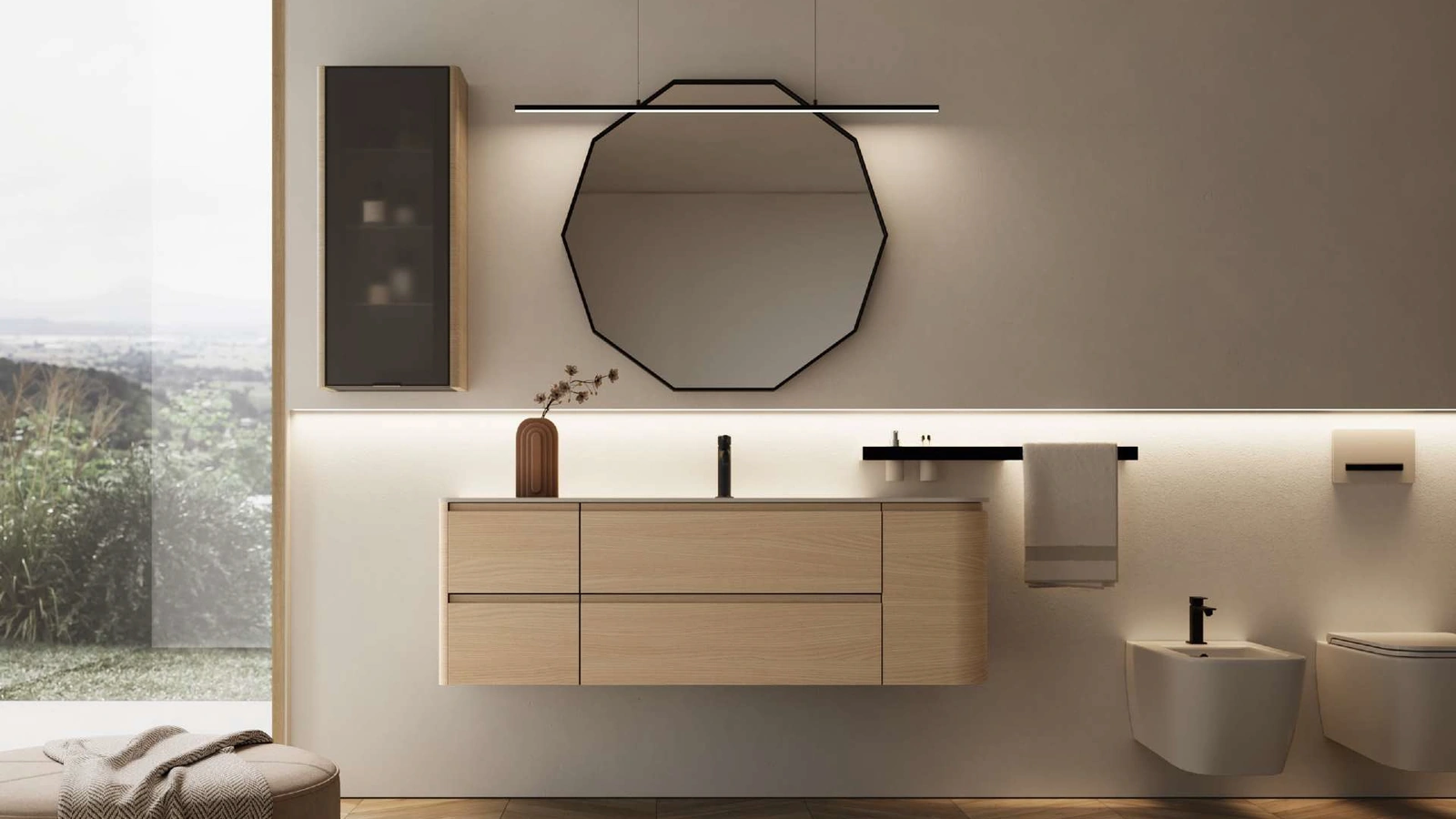 Mobile da Bagno Seventy|Form 02 in frassino sbiancato di Ideagroup