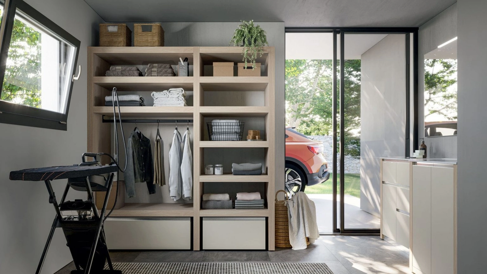 Mobile per lavanderia in laccato opaco e melaminico Olmo Spazio Time 04 di Ideagroup