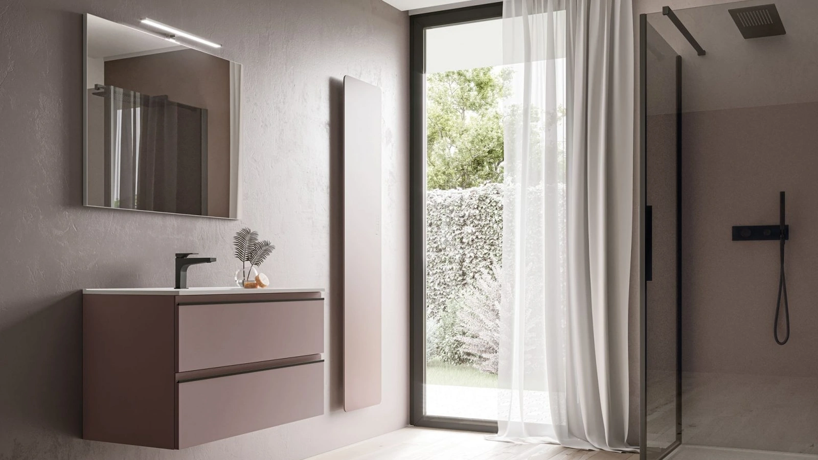 Mobile da Bagno sospeso in laccato opaco System 02 di Ideagroup