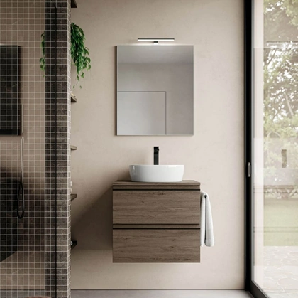 Mobile da Bagno sospeso in laminato effetto legno System 03 di Ideagroup