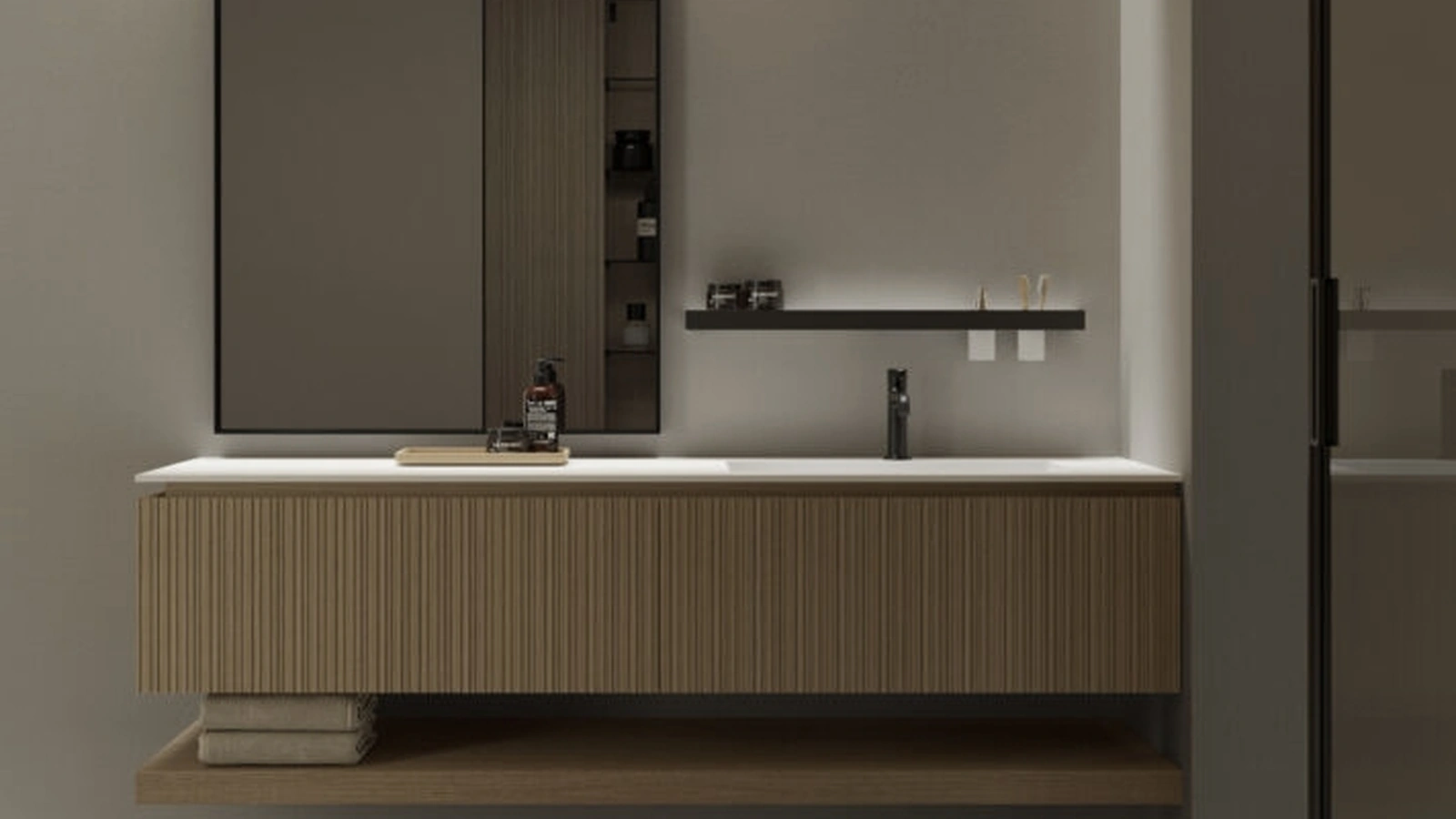 Mobile da Bagno sospeso in rovere ViaCondotti 03 di Ideagroup