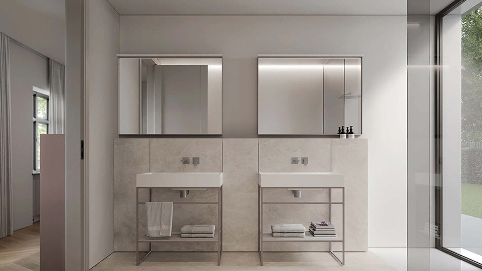 Mobile da Bagno in alluminio laccato Wall Home 2|B2 di Ideagroup