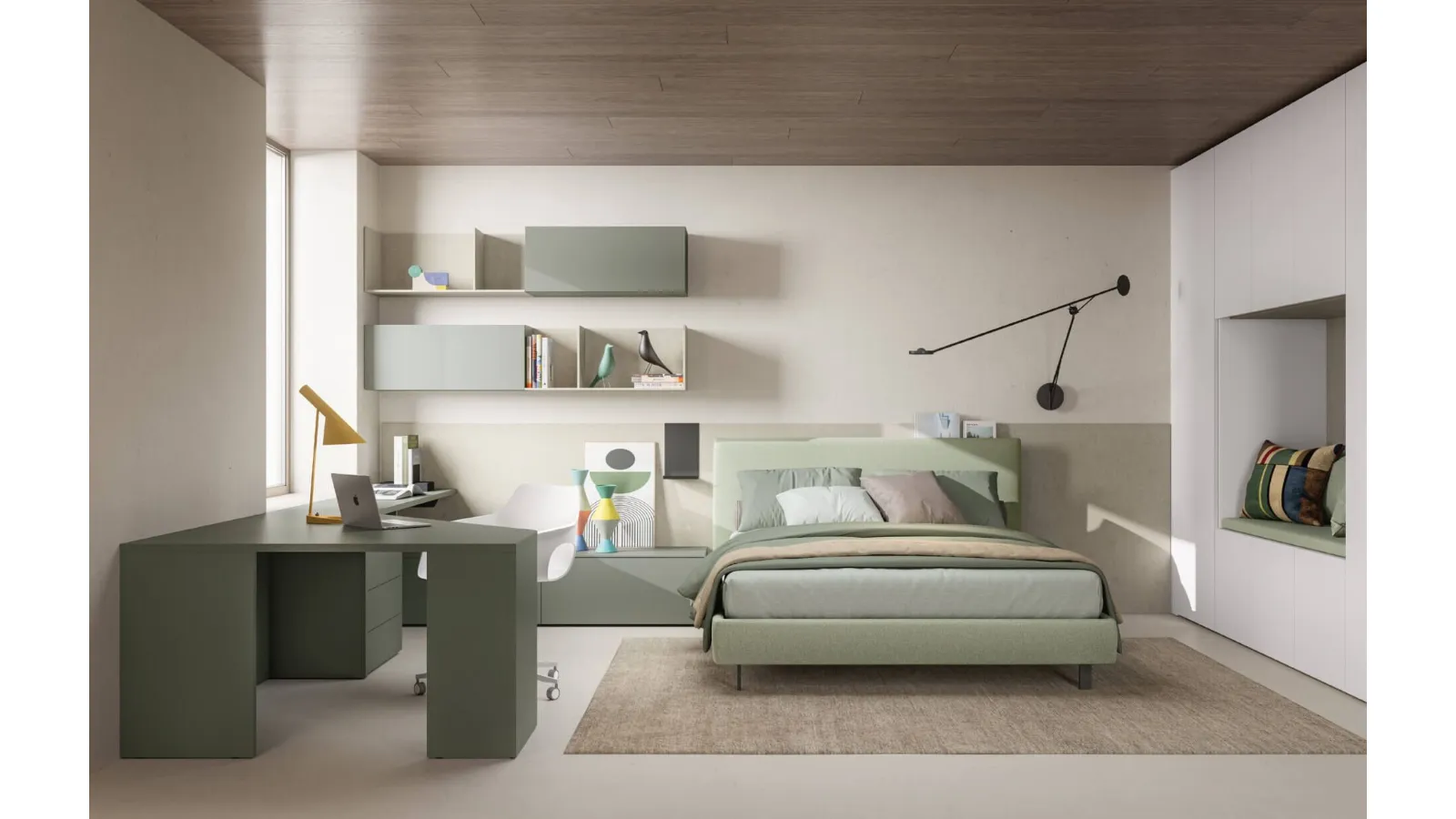 Modello SM2253 con finitura in melaminico pensata per ragazzi: scopri tutte le soluzioni componibili