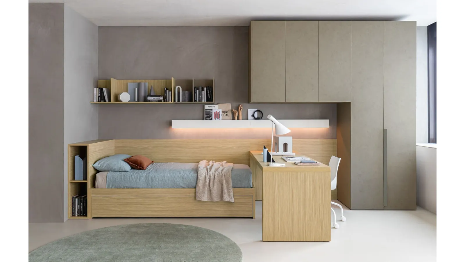 Modello SM2253 con finitura in melaminico pensata per ragazzi: scopri tutte le soluzioni componibili