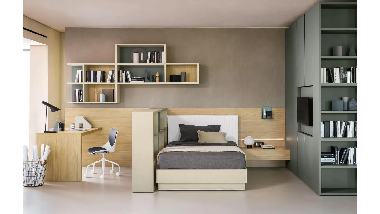 Modello SM2253 con finitura in melaminico pensata per ragazzi: scopri tutte le soluzioni componibili