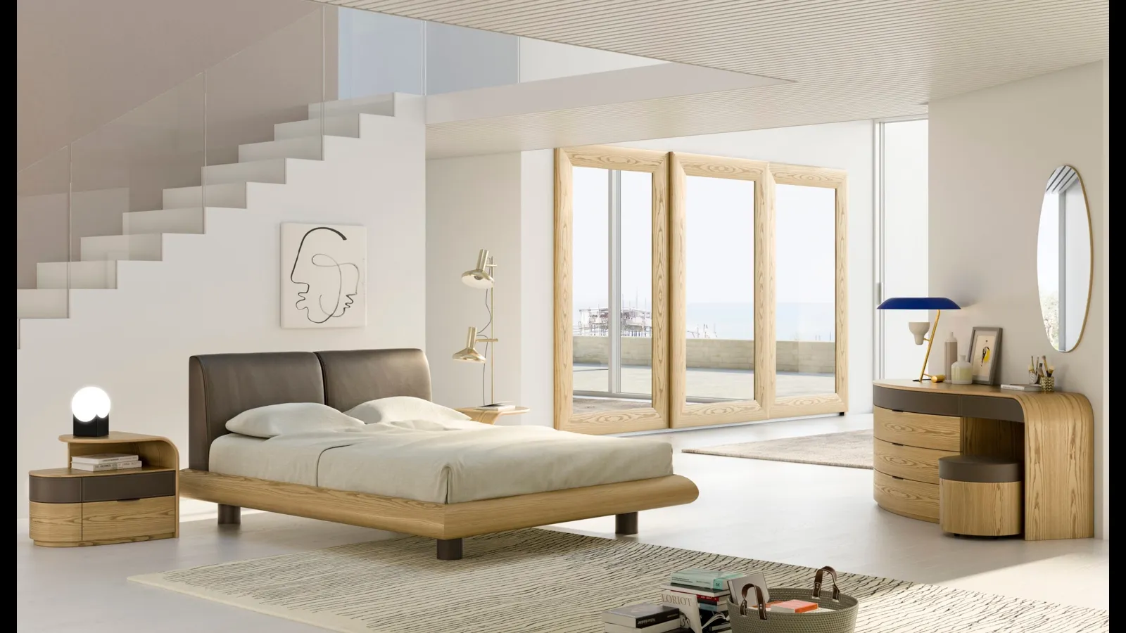 Gruppo Notte 900 Europeo in legno di Fazzini