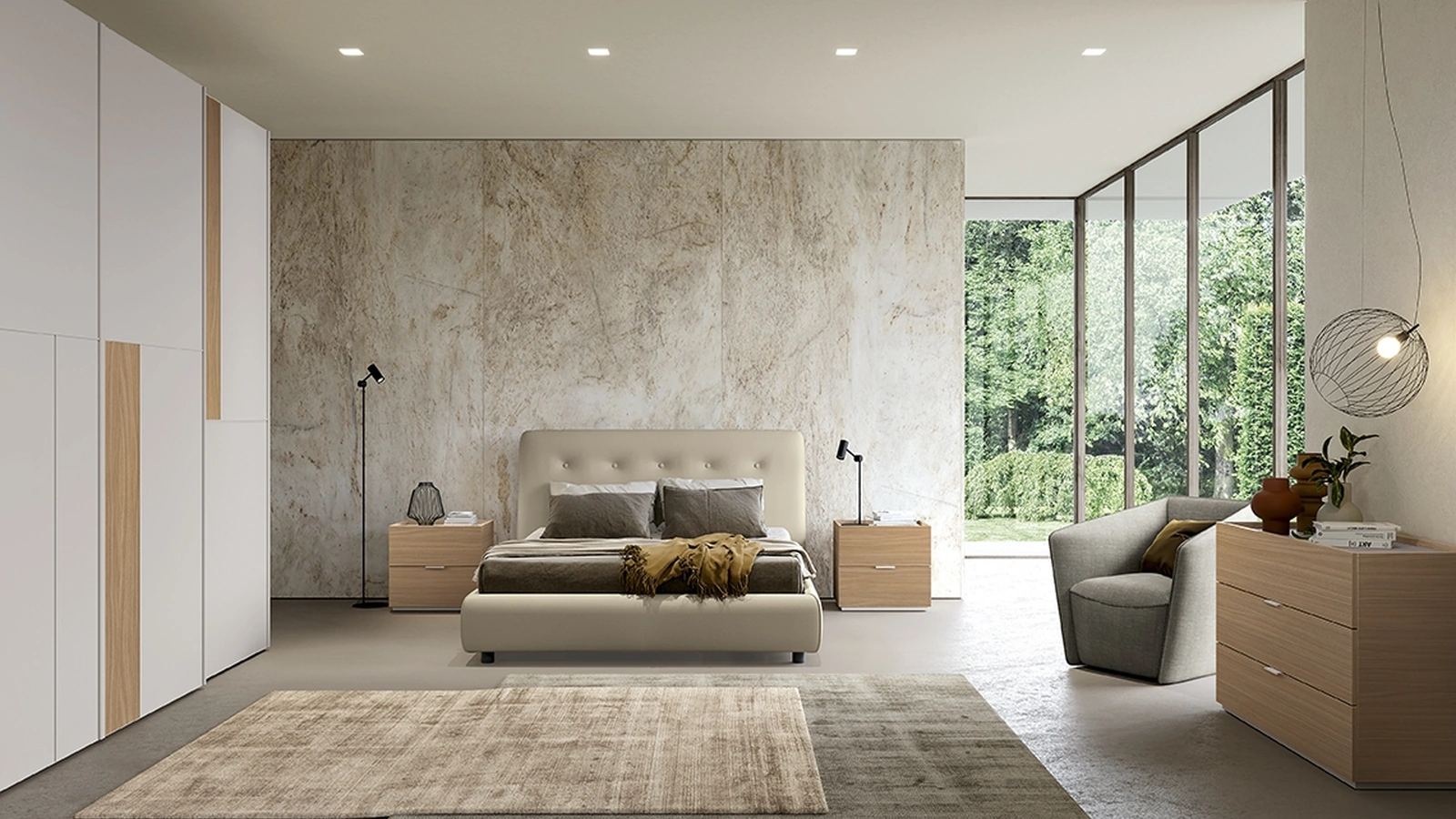 Letto Adagio in tessuto imbottito di Colombini Casa