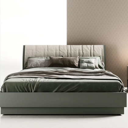 Letto matrimoniale con testiera con cuffia in tessuto Bent di Zalf