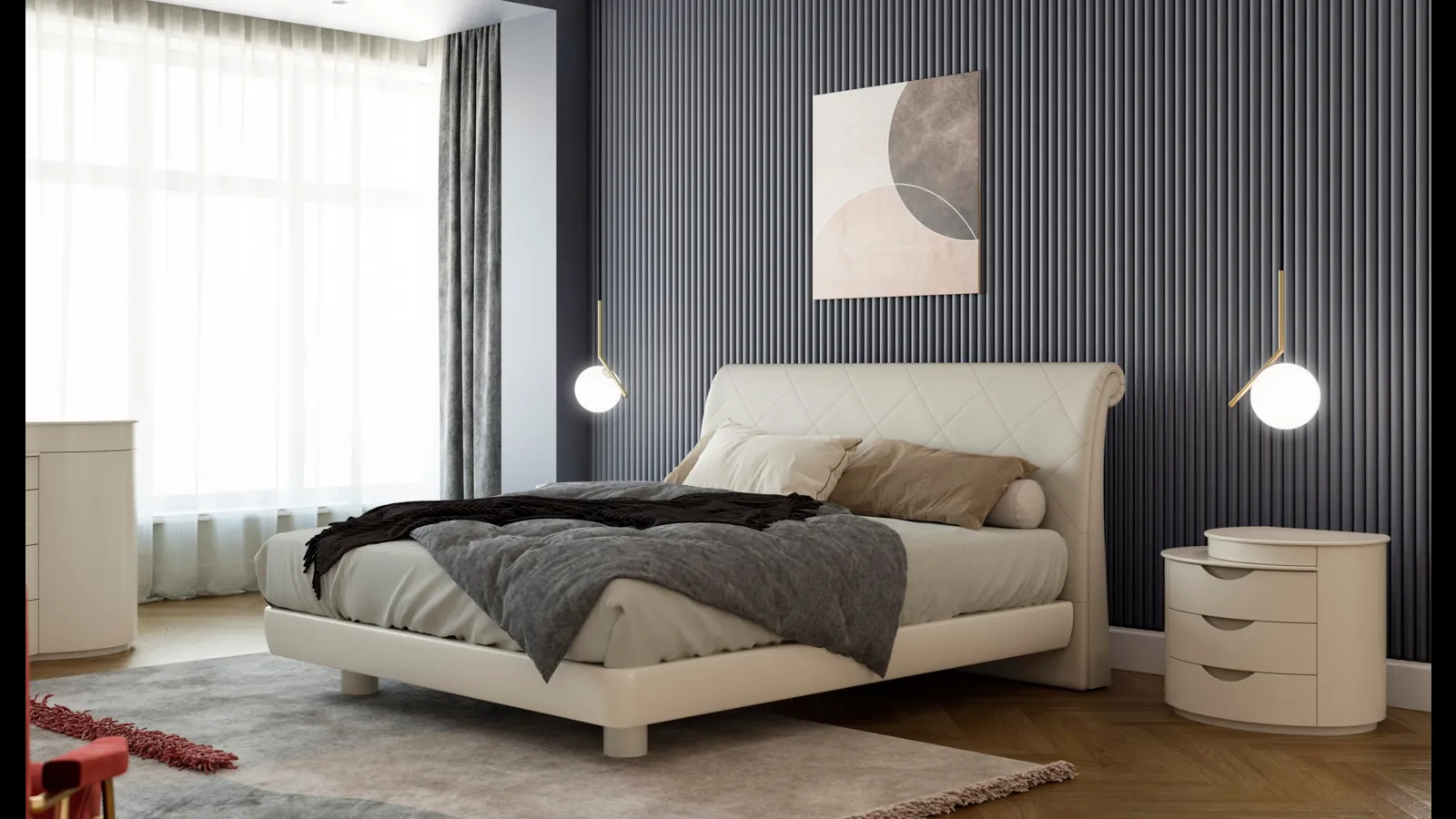 Letto in pelle con testiera Marilyn di Fazzini