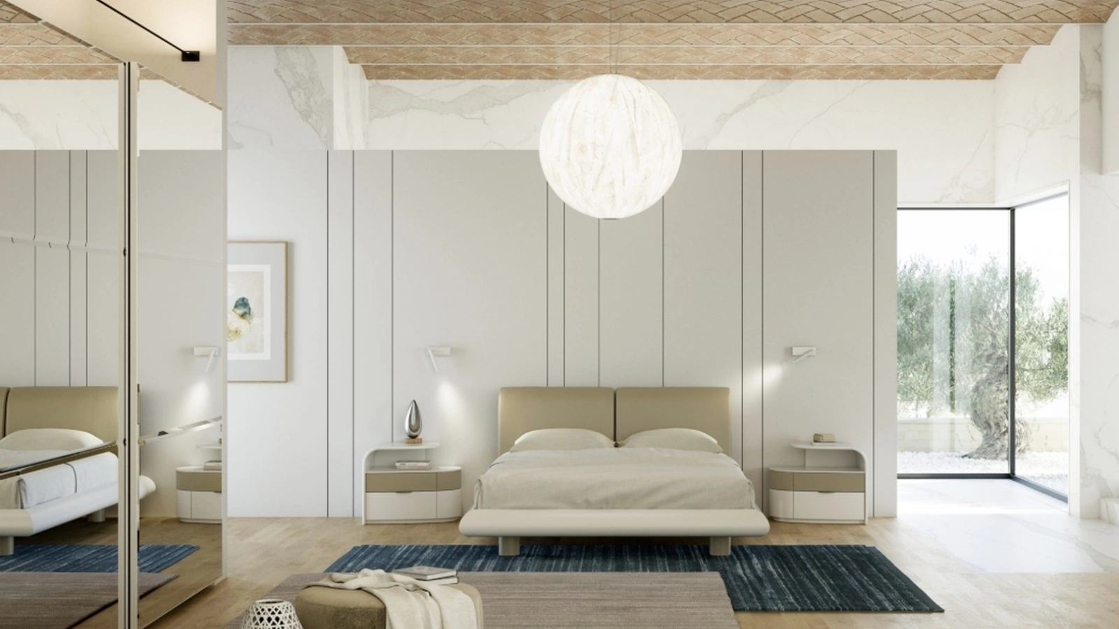 Letto con testiera imbottita Ricordo di Fazzini