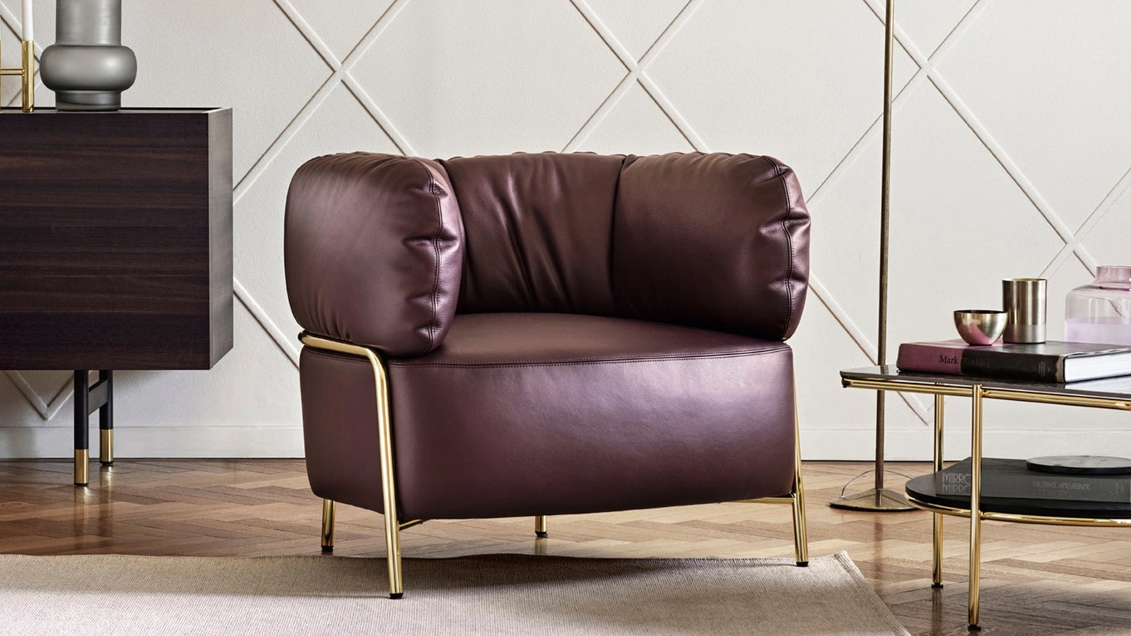 Poltroncina in pelle Quadrotta di Calligaris