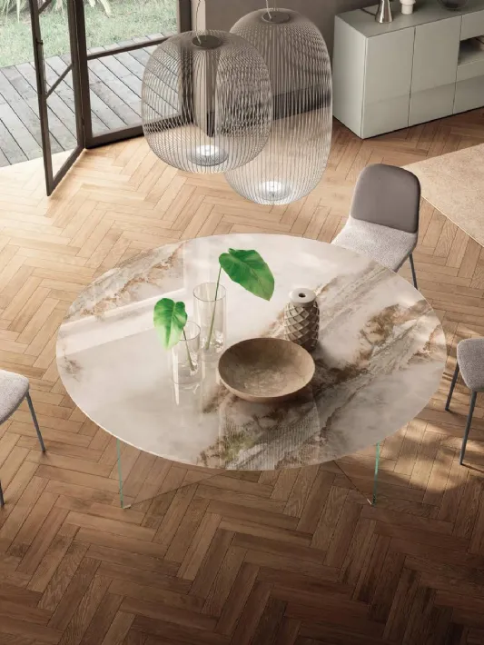 Tavolo Air Slim 2260X rotondo in vetro di Lago