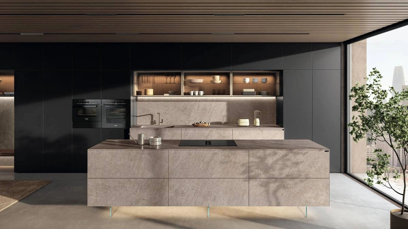 Cucina Design con isola 36e8 Cut Project 2825 di Lago