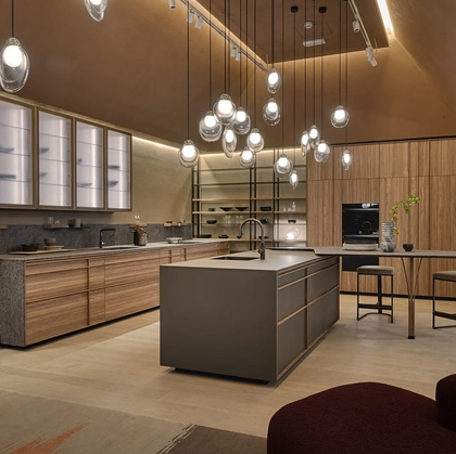 Cucina Design Archigraphica in Noce e top in Granito di Valcucine