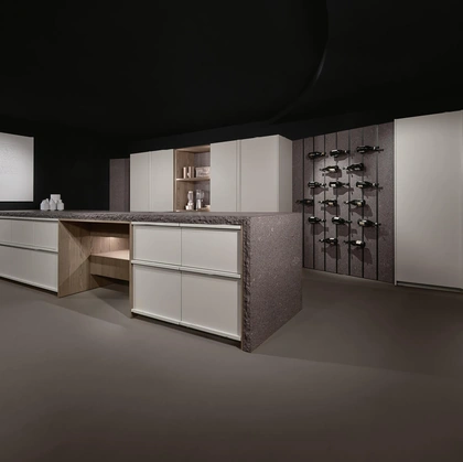 Cucina Design Arena Mass + K table con penisola di Maistri