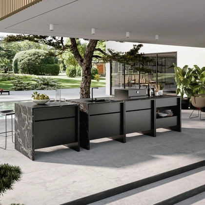 Cucina Design outdoor ad anta intera B table di Maistri