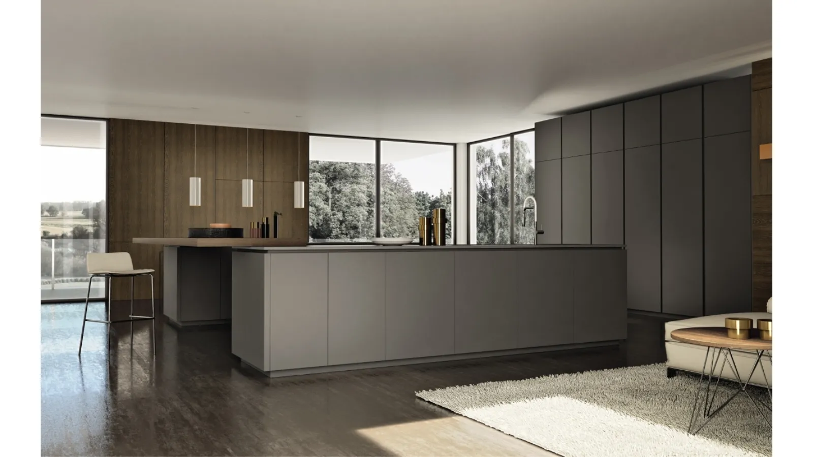 Cucina Design con isola Viva in laccato di Maistri