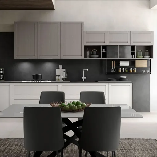Cucina Moderna angolare Incanto frassino ghisa e bianco di Mobilturi