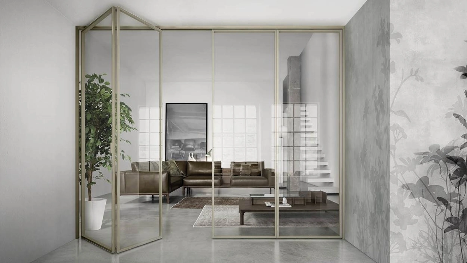 Porta per interni in vetro con telaio in alluminio Gaia a Libro di Doal