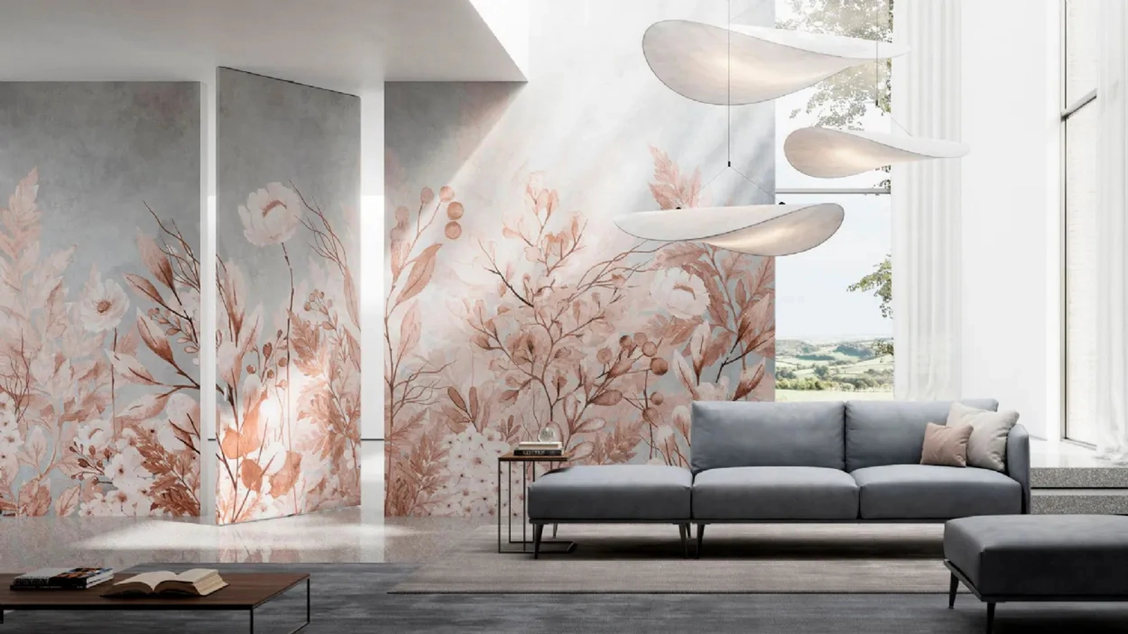 Porta per interni Gea a Bilico in legno rivestita con carta da parati di Doal