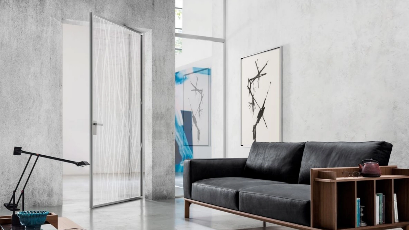 Porta per interni in vetro con telaio in alluminio Zeus a Bilico di Doal