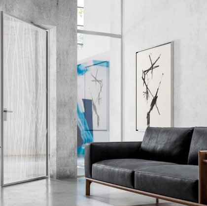 Porta per interni in vetro con telaio in alluminio Zeus a Bilico di Doal